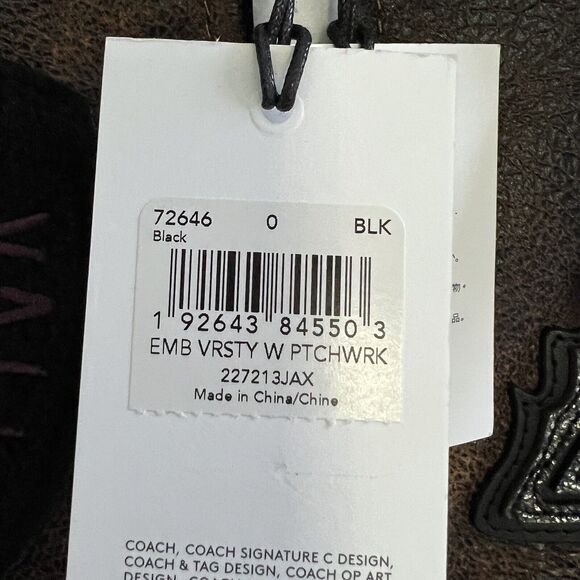 Coach Rare Women’s Embellished Varsity Leather Jacket Patchwork Sleeves Size 0 - Picture 6 of 9